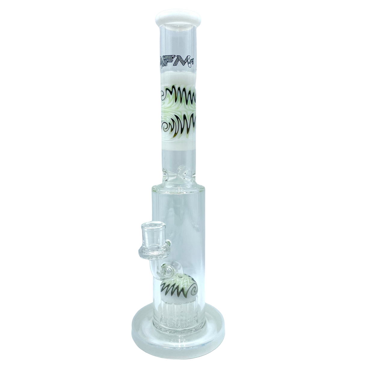 AFM The Reversal Arm Straight 14" Bong with Percolator, White Variant, Front View