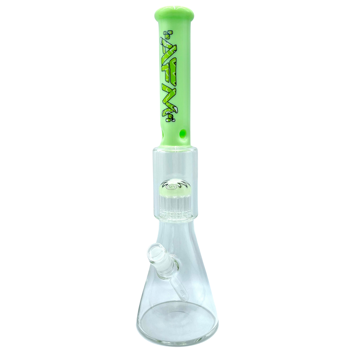 AFM The Reversal Tree Beaker in Green - 18" Tall Dab Rig with Tree Percolator - Front View