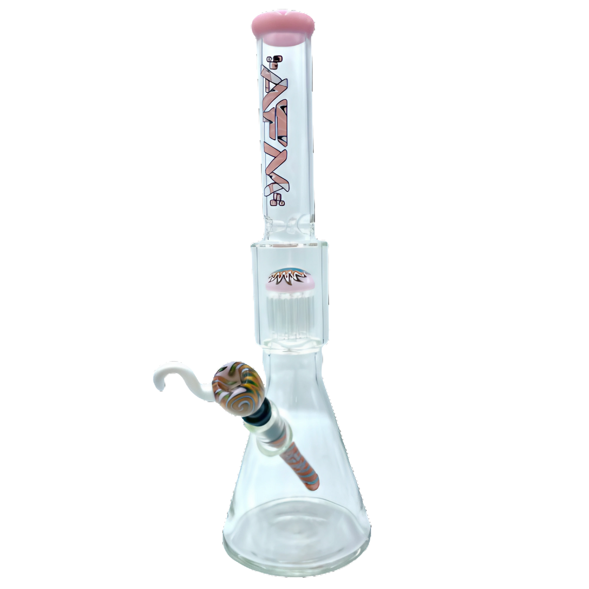 AFM Reversal Tree Beaker Bong with Color Lip, 18" Tall, Tree Percolator, Front View on White Background