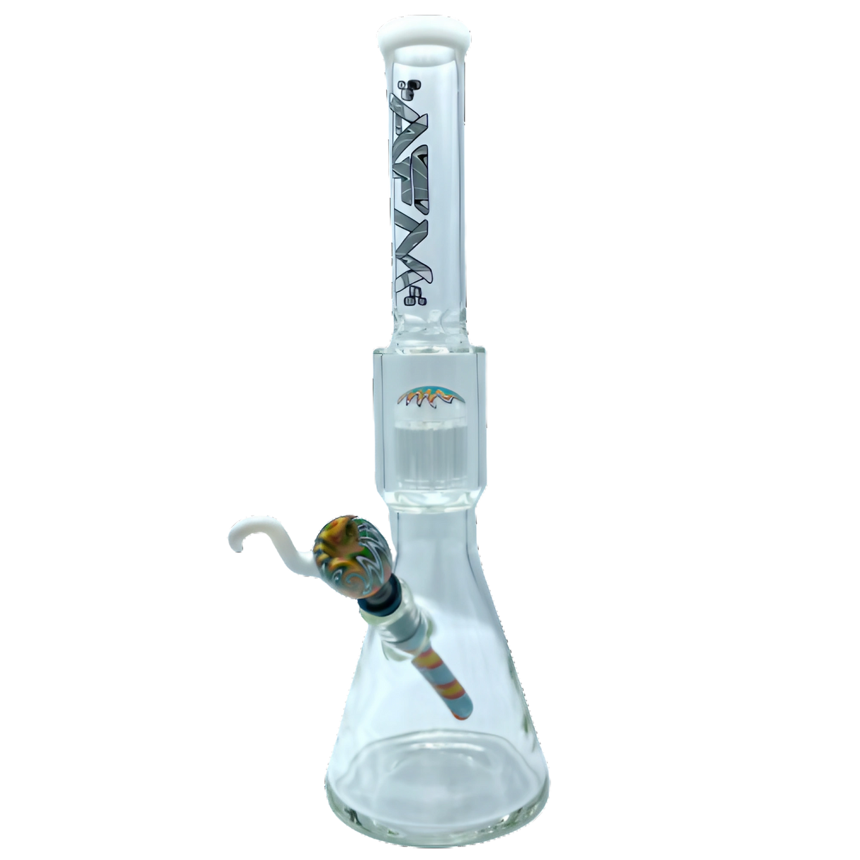 AFM The Reversal Tree Color Lip Beaker Bong, 18" Tall, with Tree Percolator, Front View on White Background