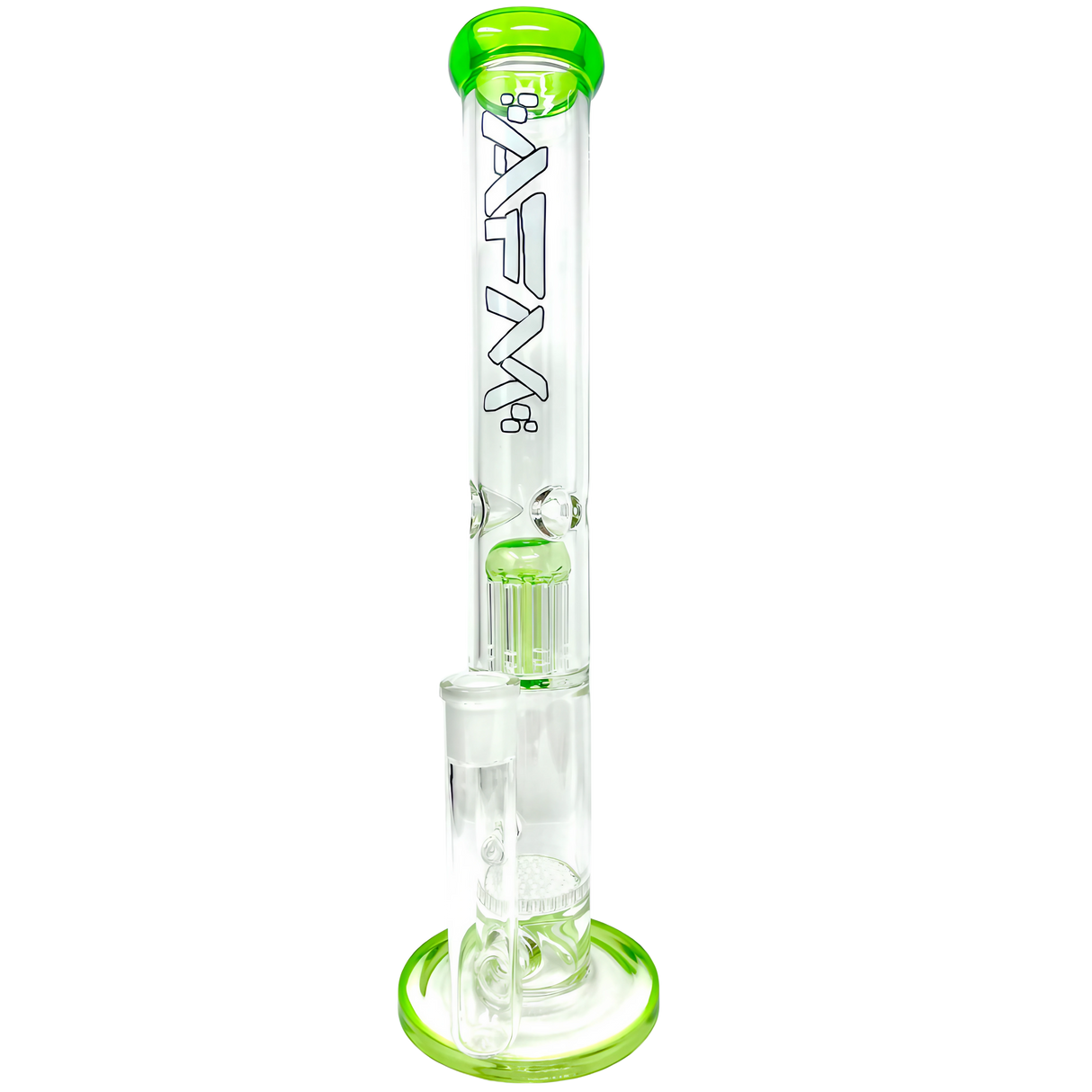 AFM The Ripper 14" Straight Bong in Lime Green with Honeycomb Percolator, Front View