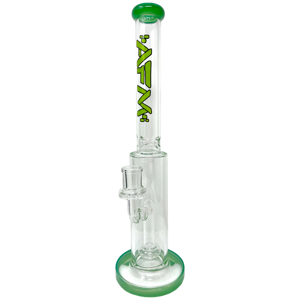 AFM The Scope Rig 14" Dab Rig in Green with Showerhead/UFO Percolator, Front View on White Background