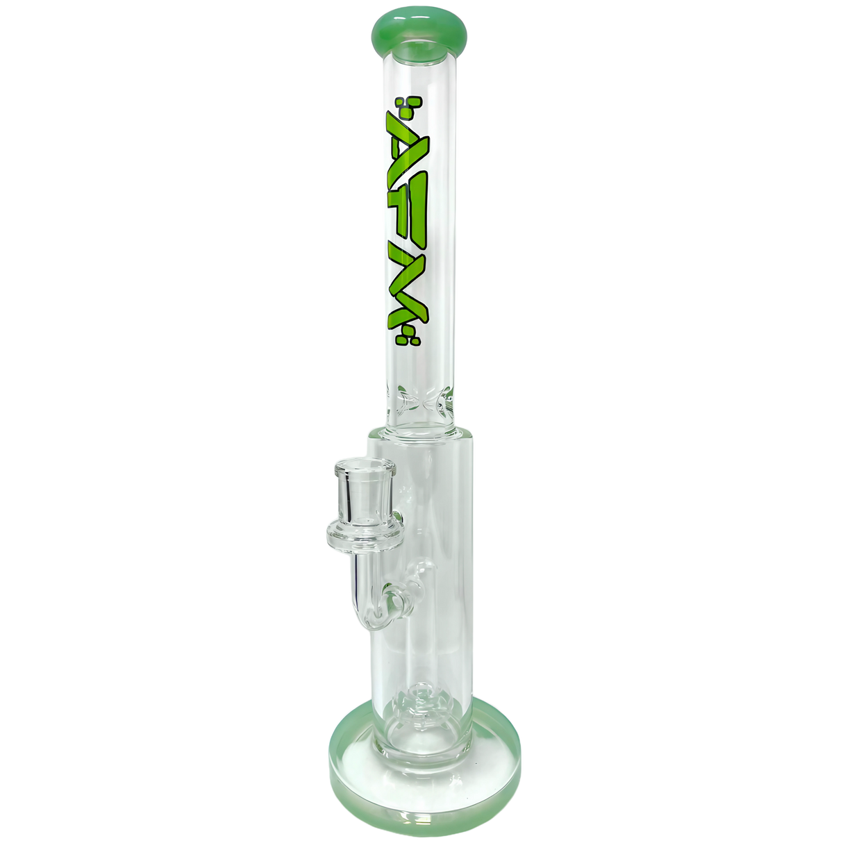 AFM The Scope Rig Mint - 14" Tall Dab Rig with Showerhead Percolator, Front View on White Background