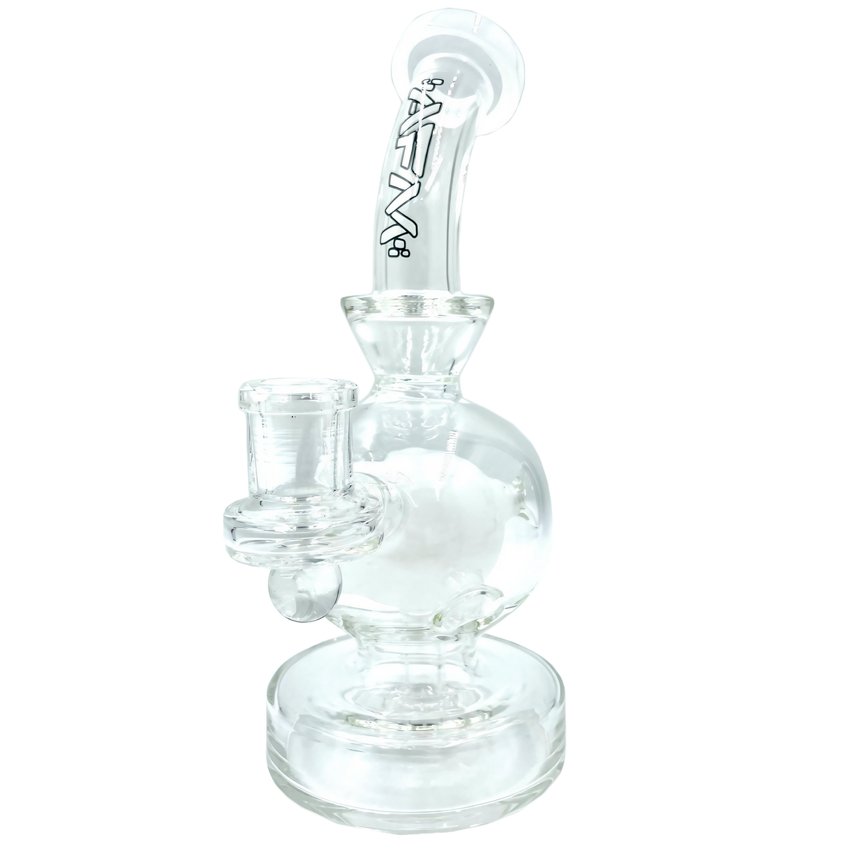 AFM The Swiss Ball Rig - 8" Borosilicate Glass Dab Rig with Bubble Design - Front View on White