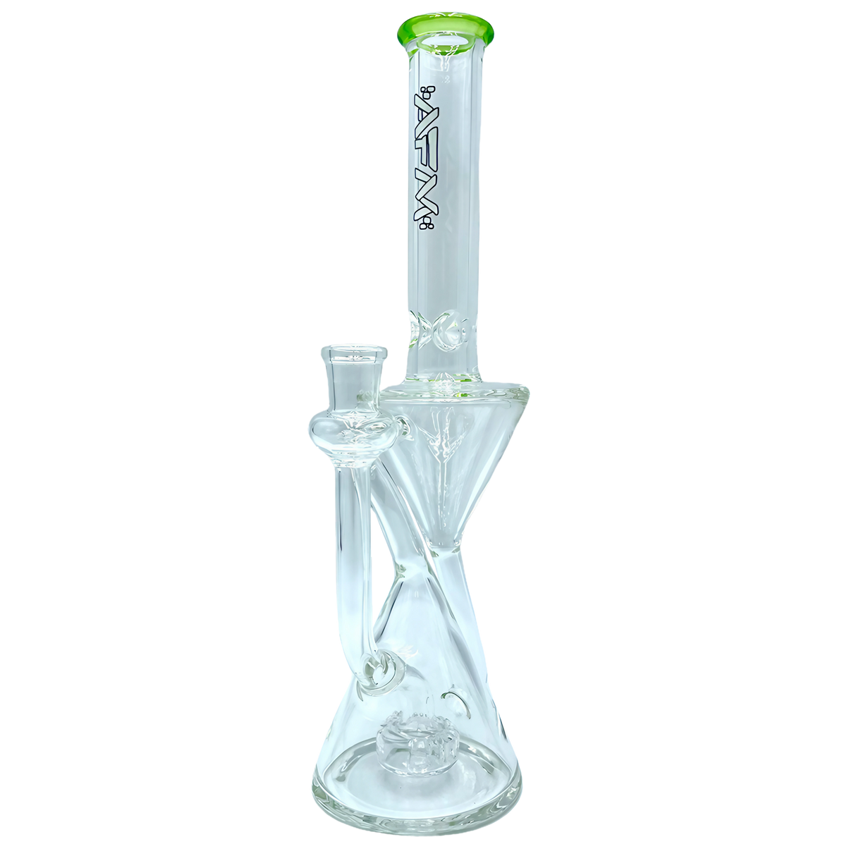 AFM The Time Recycler Rig - 12" with Showerhead Percolator and Lime Accents - Front View