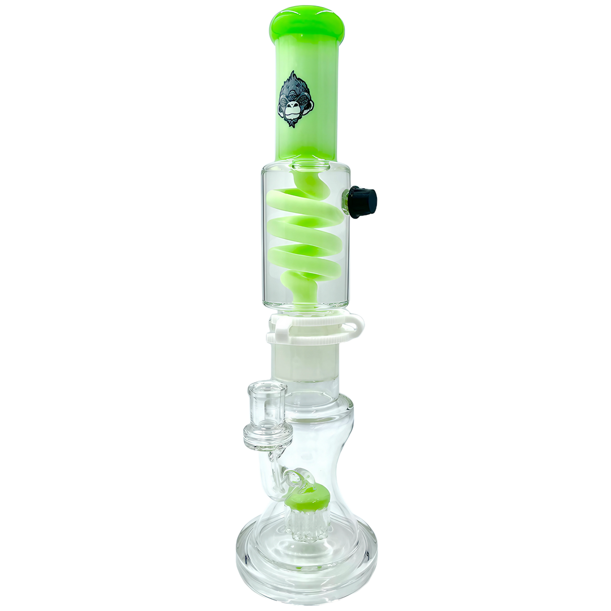 AFM The Tree Perc Head Freezable Coil Bong in Slyme, 14" with clear glass and green accents