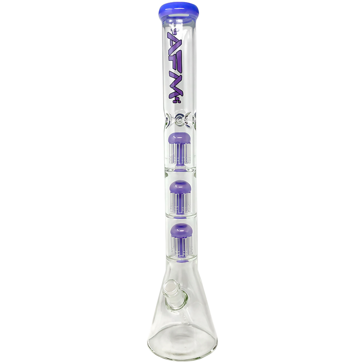 AFM The Triple Hitter 9mm Beaker Bong 21" with Tree Percolator in Purple - Front View
