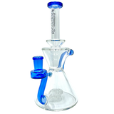 AFM The Tulip Recycler 8.5" Dab Rig with Blue Accents and Recycler Percolator - Front View