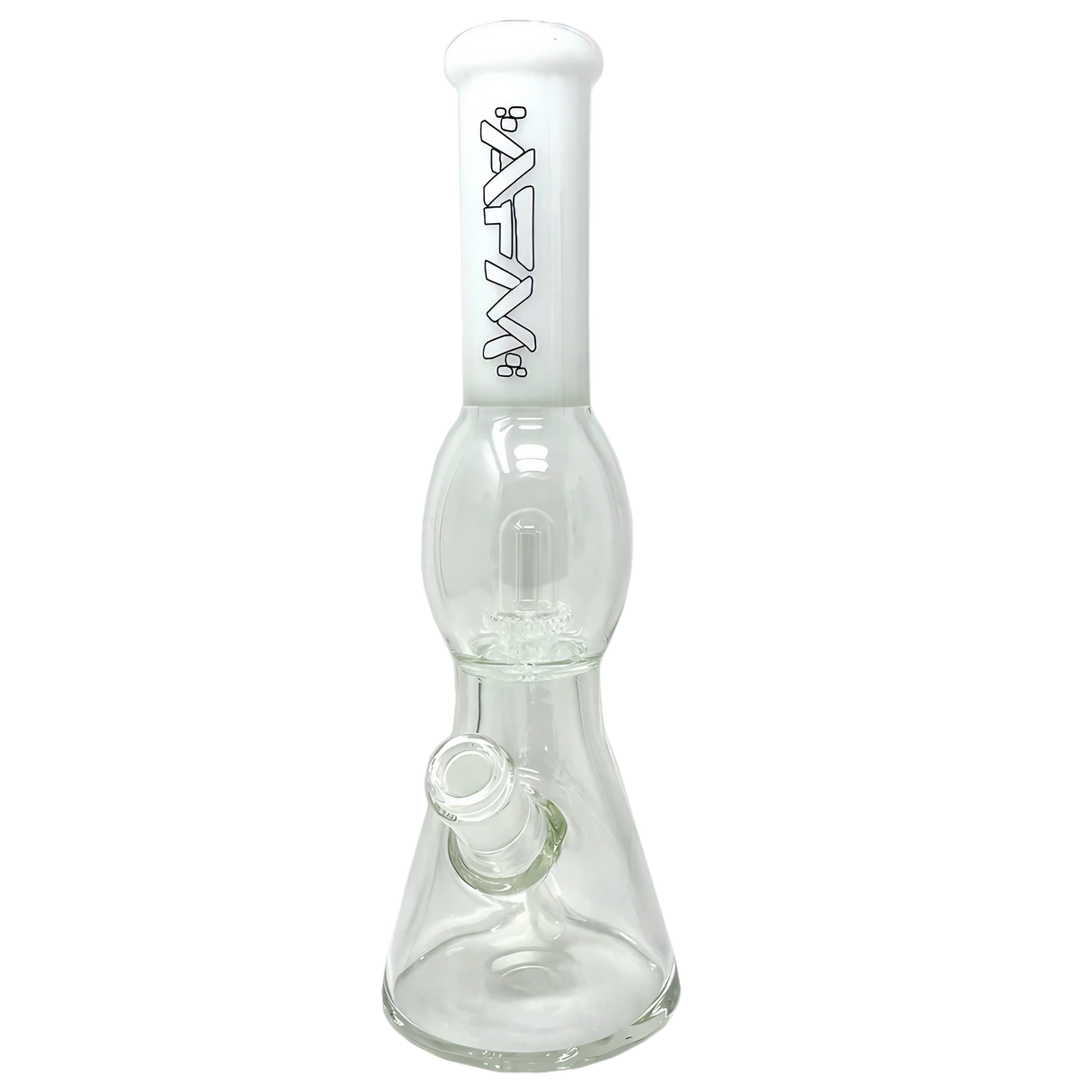 AFM The Ufo 12" Dab Rig with Glass on Glass Joint and Percolator, Front View on White