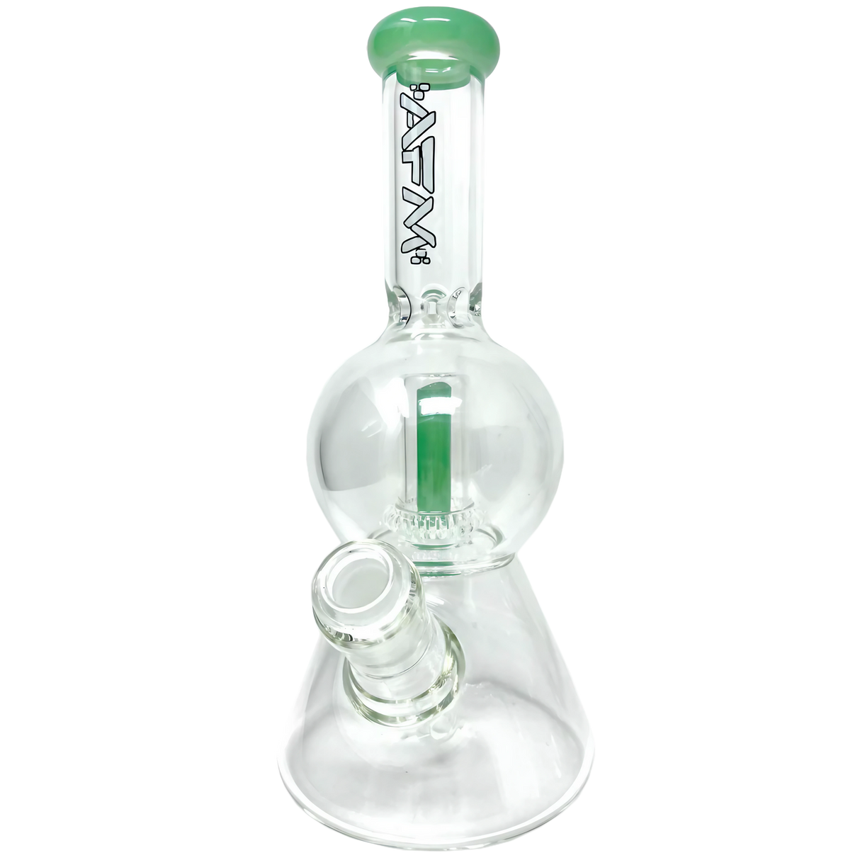 AFM 12" Ufo Beaker Bong with Showerhead Percolator, Borosilicate Glass, Angled Side View