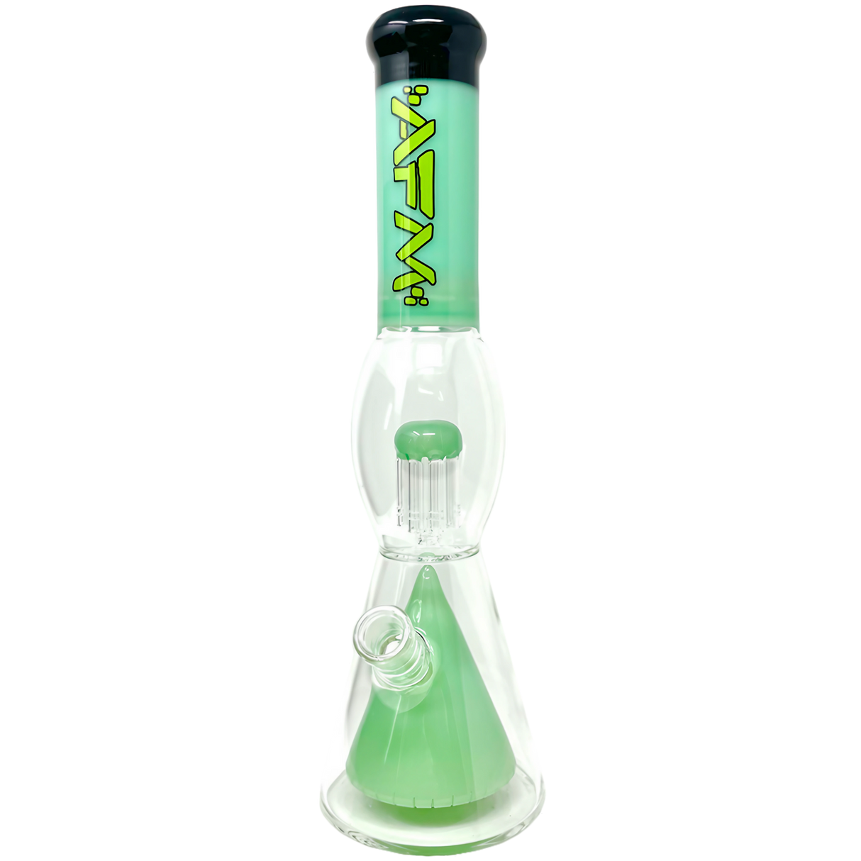 AFM Ufo Pyramid Beaker with 8 Arm Tree Perc, 16" Borosilicate Glass - Front View
