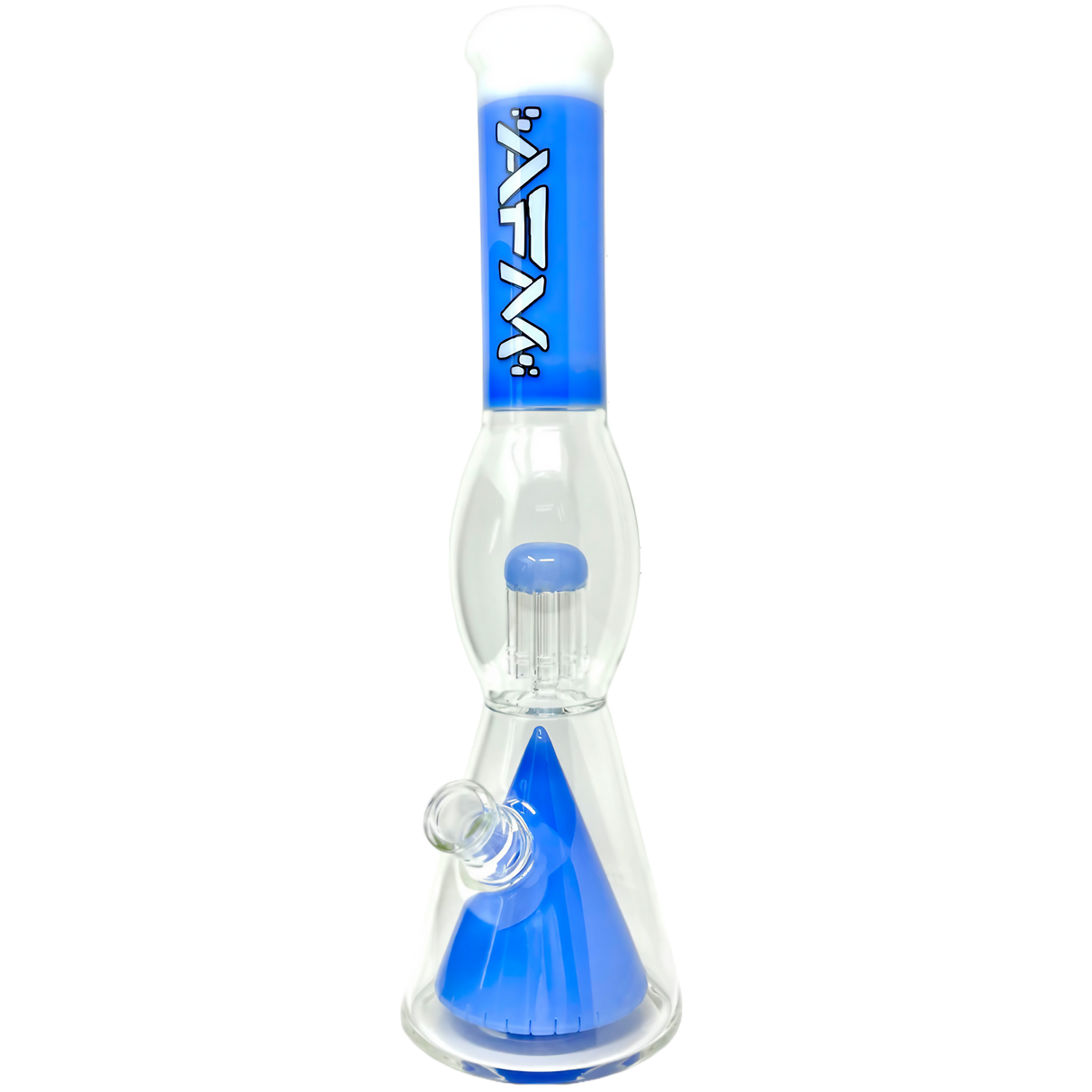 AFM Ufo Pyramid Beaker with 8 Arm Tree Perc, 16" Borosilicate Glass, Front View on White Background