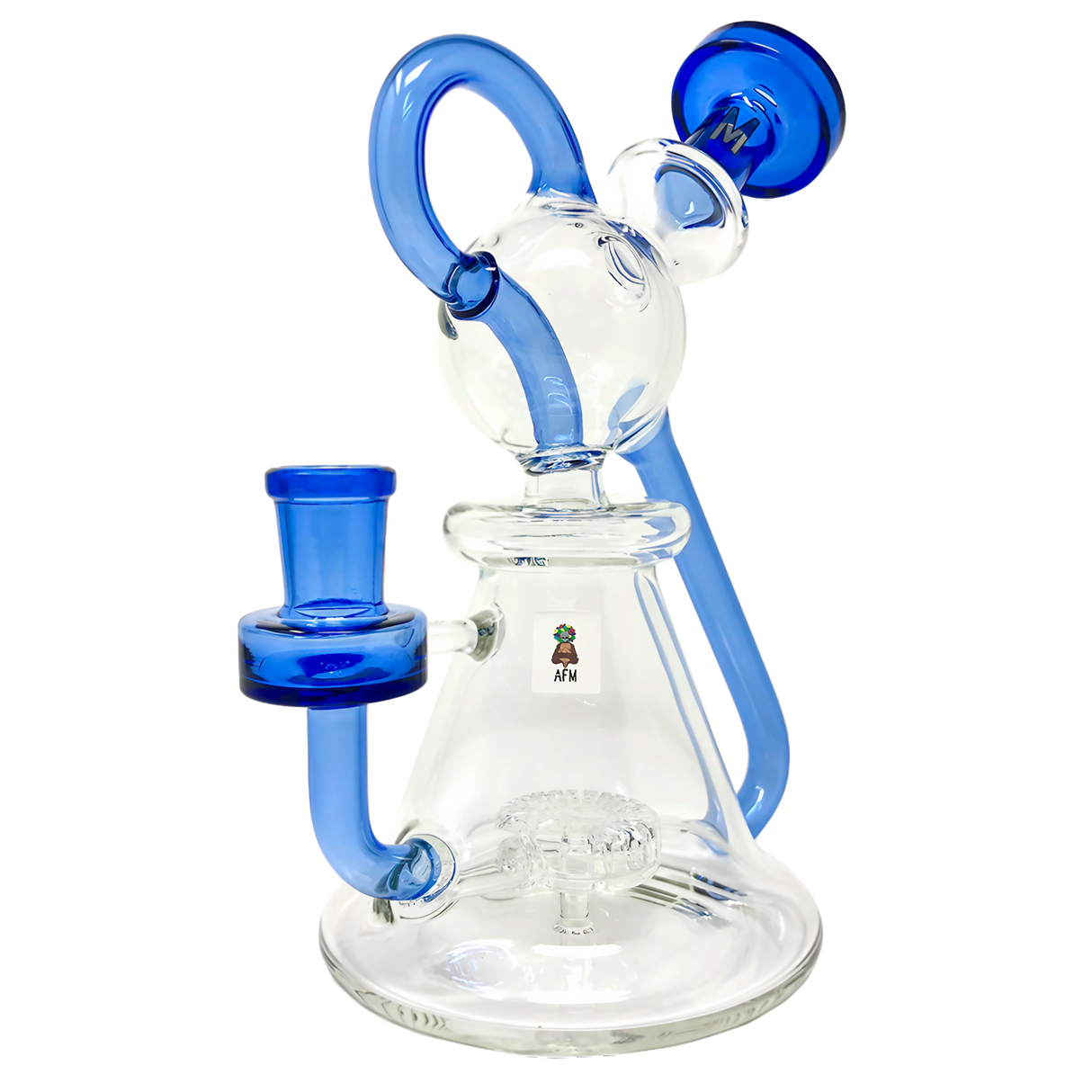 AFM - Unicorn Recycler 8" Dab Rig with Slit-Diffuser Percolator and Blue Accents