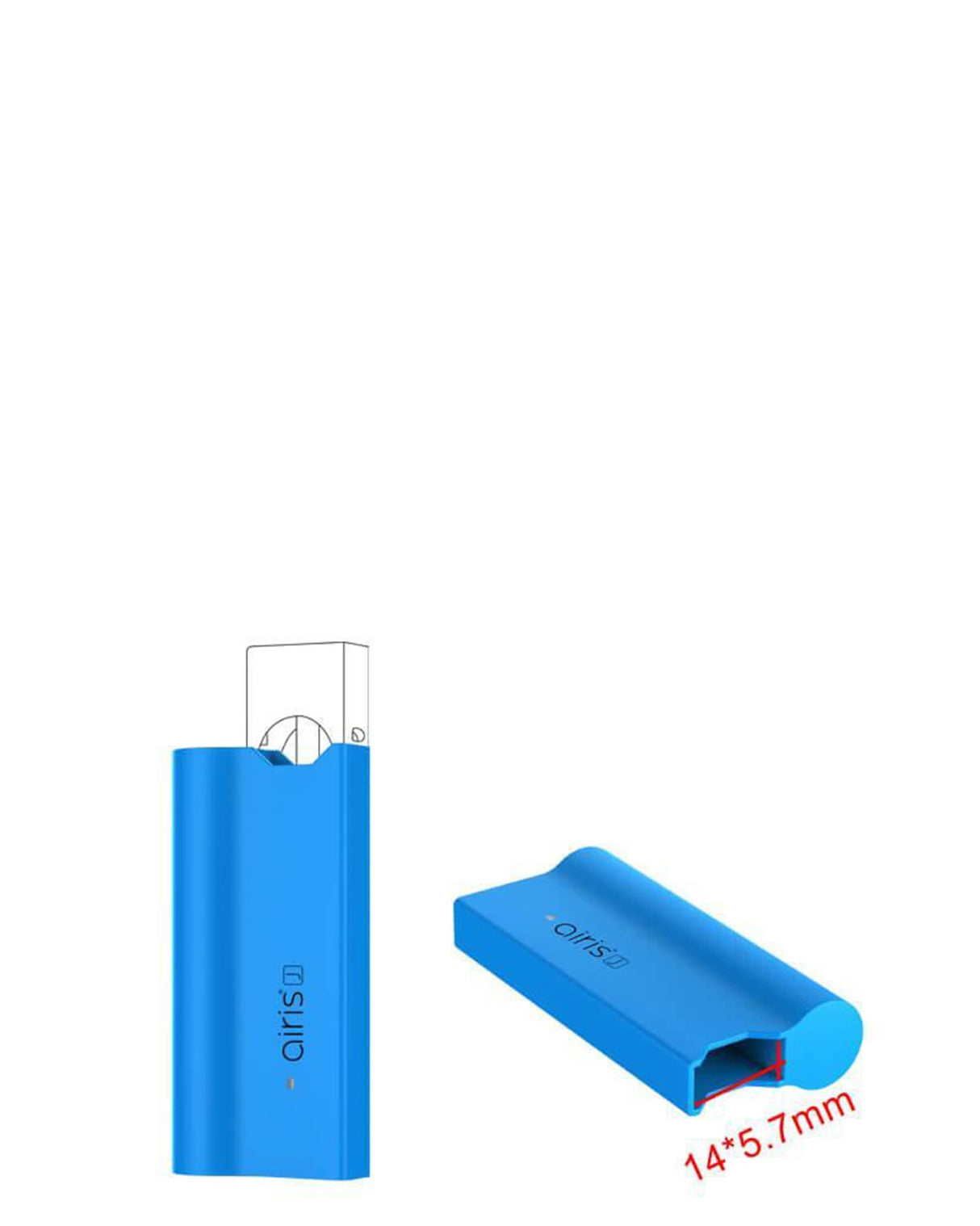 Airistech Airis J Vaporizer in Blue, Portable Zinc Alloy Design, Front and Top View