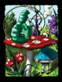 Extra large Alice in Wonderland themed fleece blanket with vibrant, whimsical design