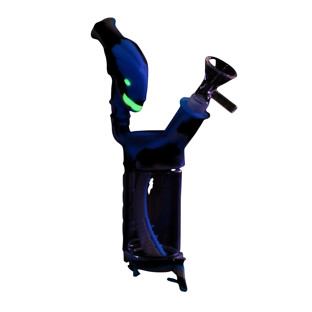 Alien Spine Silicone Glass Water Pipe with 45 Degree Joint and Percolator, 8" Tall