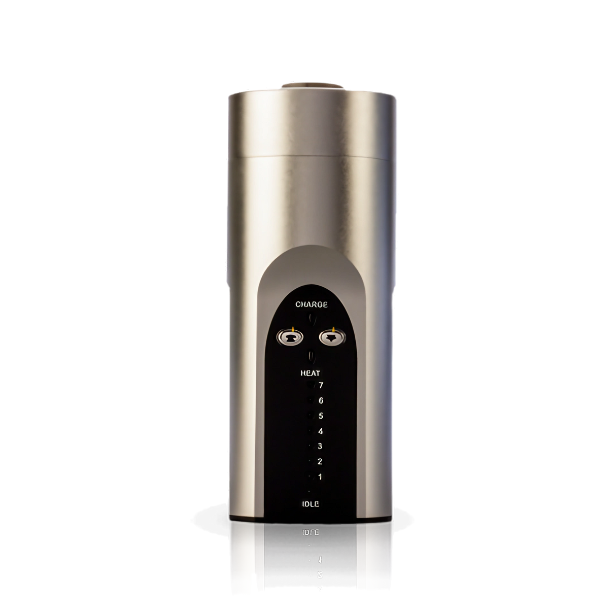 Arizer Solo Vaporizer in Silver, Portable Design for Dry Herbs, Front View on White Background