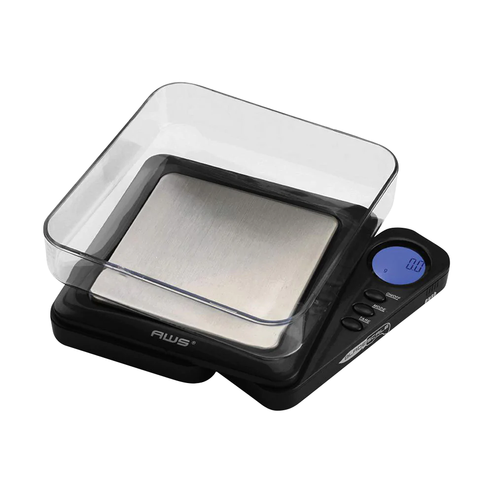 AWS Blade Style Digital Scale, compact and portable design with a black tray, ideal for kitchen use