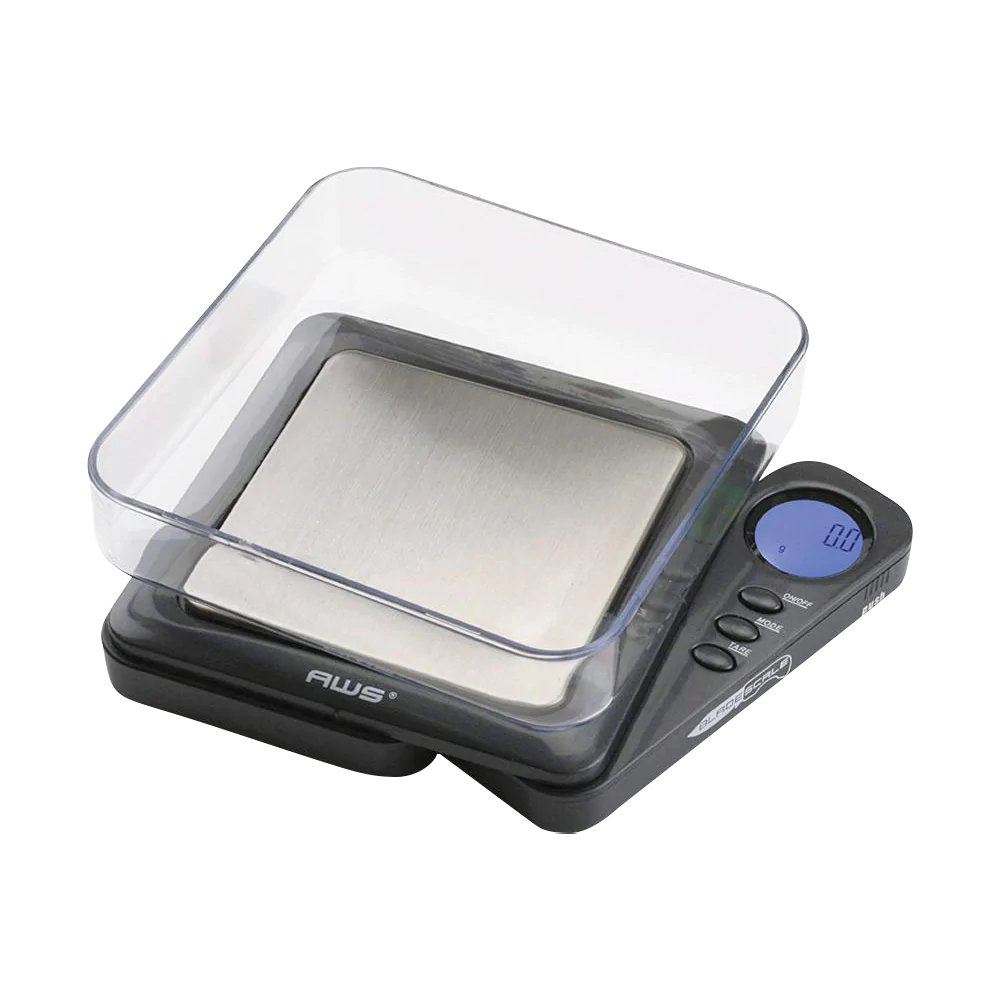 AWS Blade Style Digital Scale with Tray, Black, Portable Design, Front View