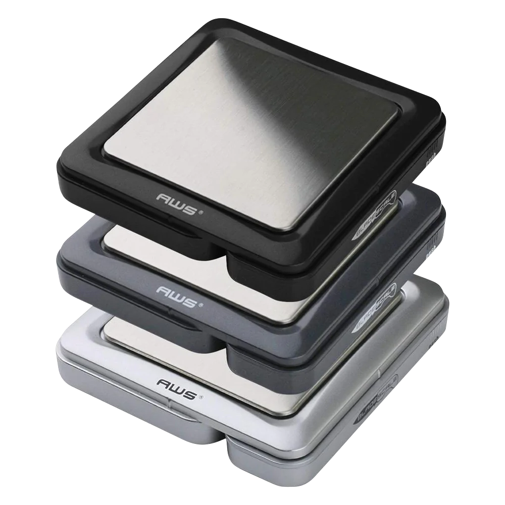 Stacked AWS Blade Style Digital Scales with Tray in Black, Compact and Portable Design