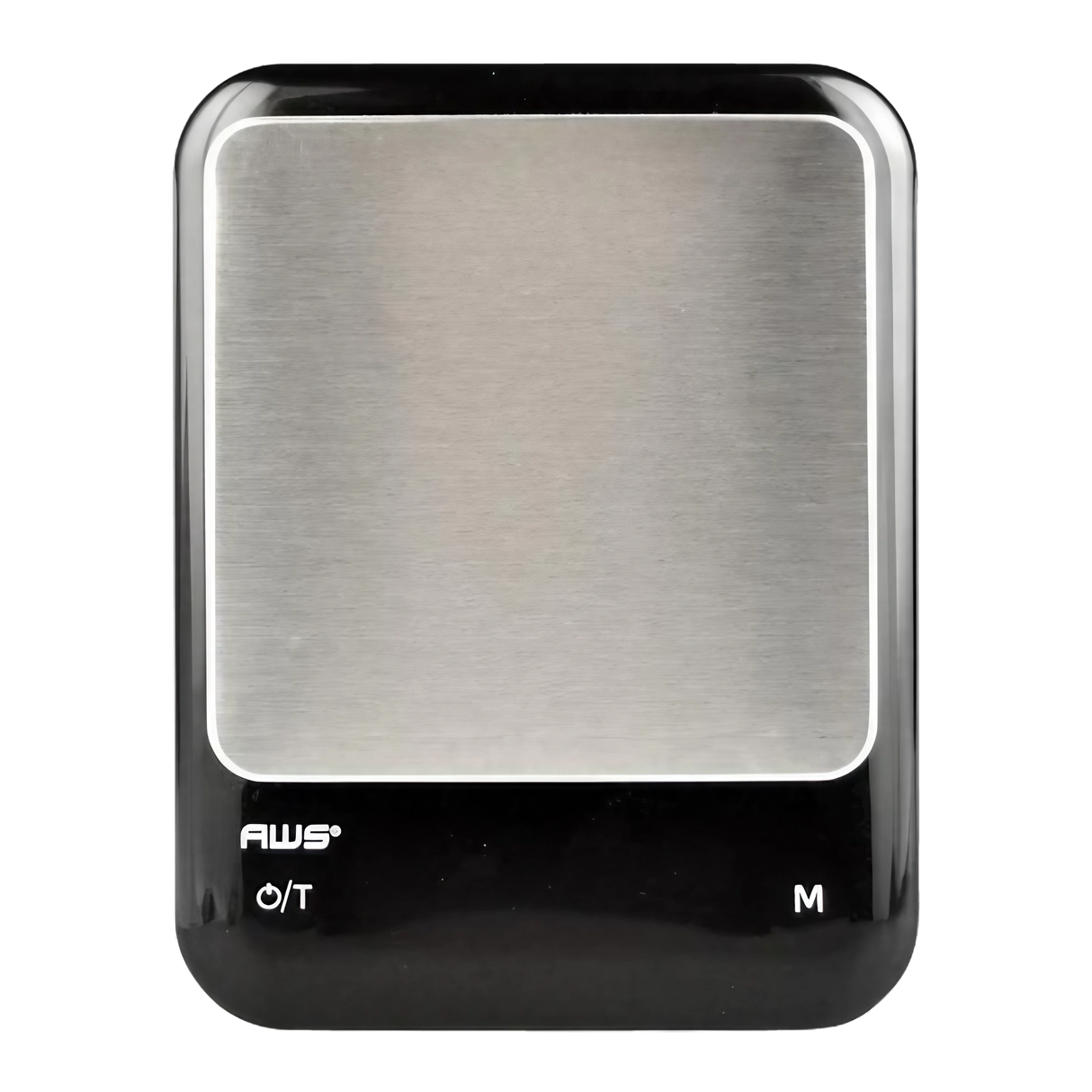 AWS Rechargeable Digital Kitchen Scale, 5000g x 0.1g, Black, Front View on White Background