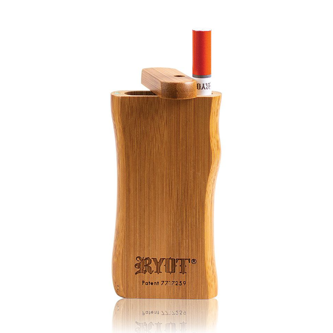 Ryot Wooden Dugout Set with Magnetic Poker and Red Taster Bat, Front View on White Background