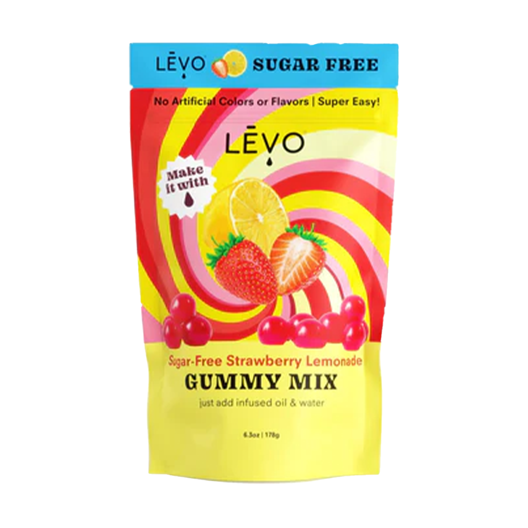 LEVO Oil Sugar-Free Strawberry Lemonade Gummy Mix front view with vibrant packaging