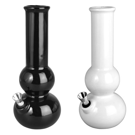 Black and white Bauble Vase Ceramic Water Pipes, 8.5" tall, bubble design for dry herbs