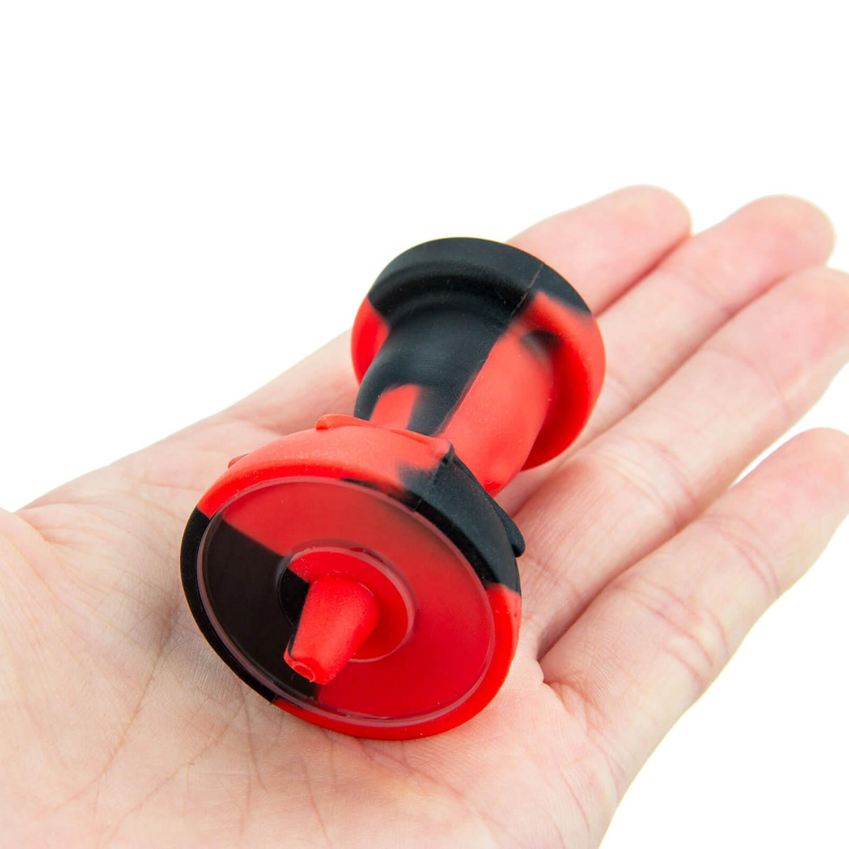 PILOT DIARY Silicone Carb Cap with Glass Bowl Screen in Hand - Red and Black