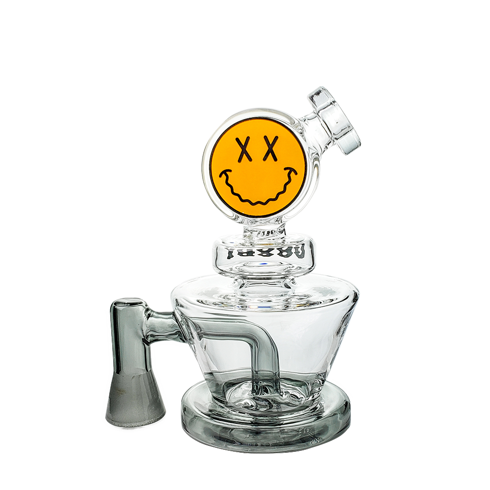 Goody Glass Big Face VR Vape Rig with Percolator, Clear and Pink, Front View