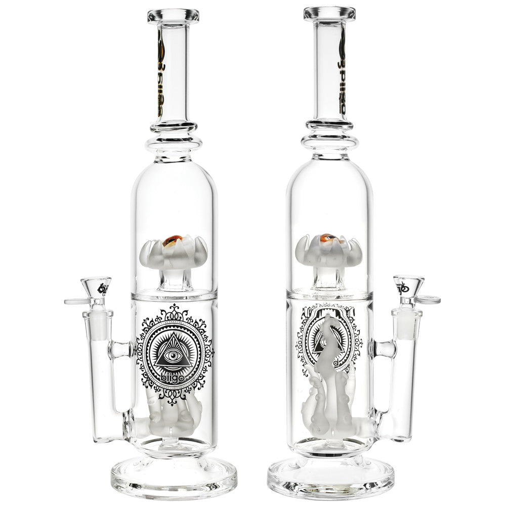 BIIGO Frosted Tentacles Water Pipe, 14.75" tall with intricate designs, front view on white background