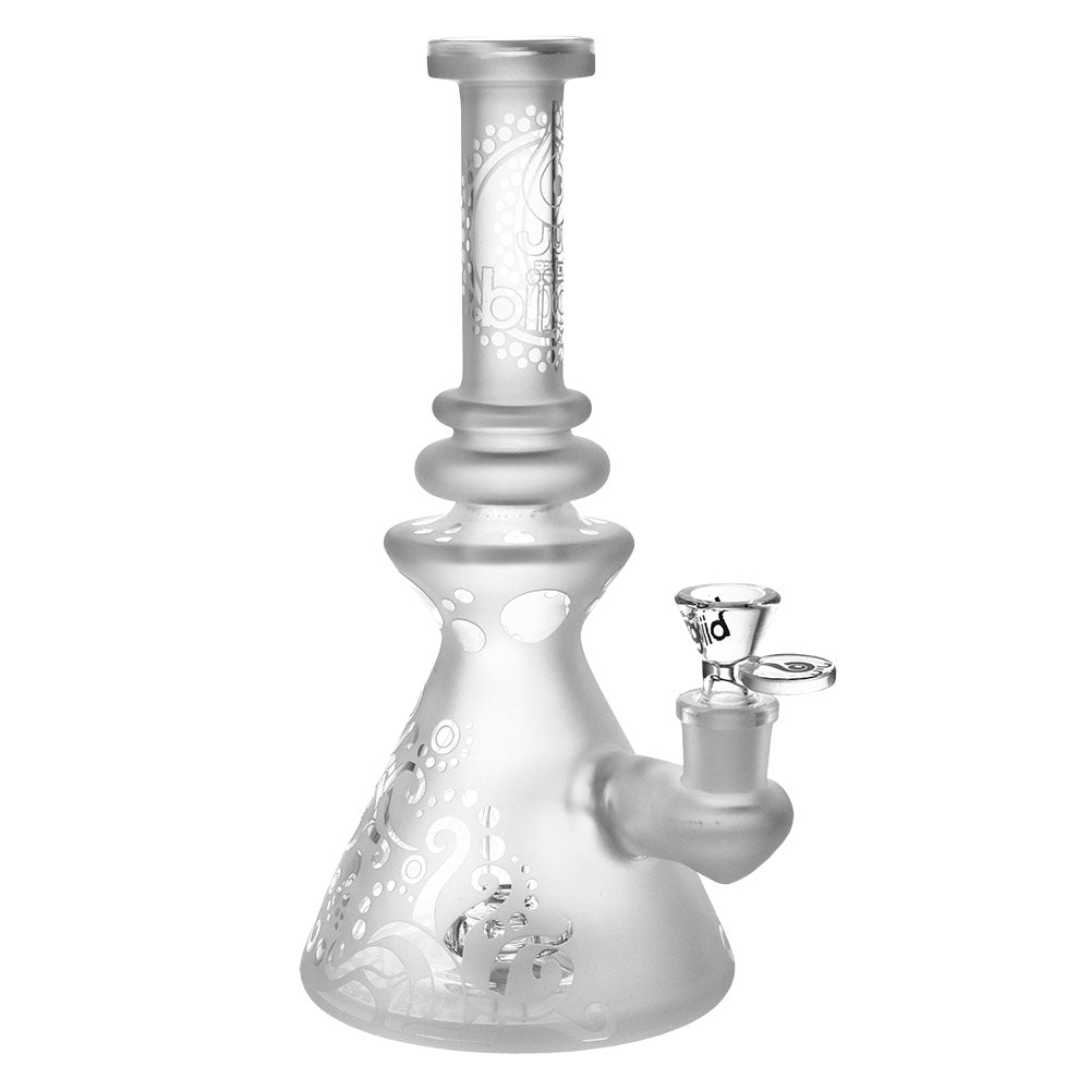 BIIGO Tentacles Sandblast Beaker Water Pipe, 9.5" tall with Percolator, Front View