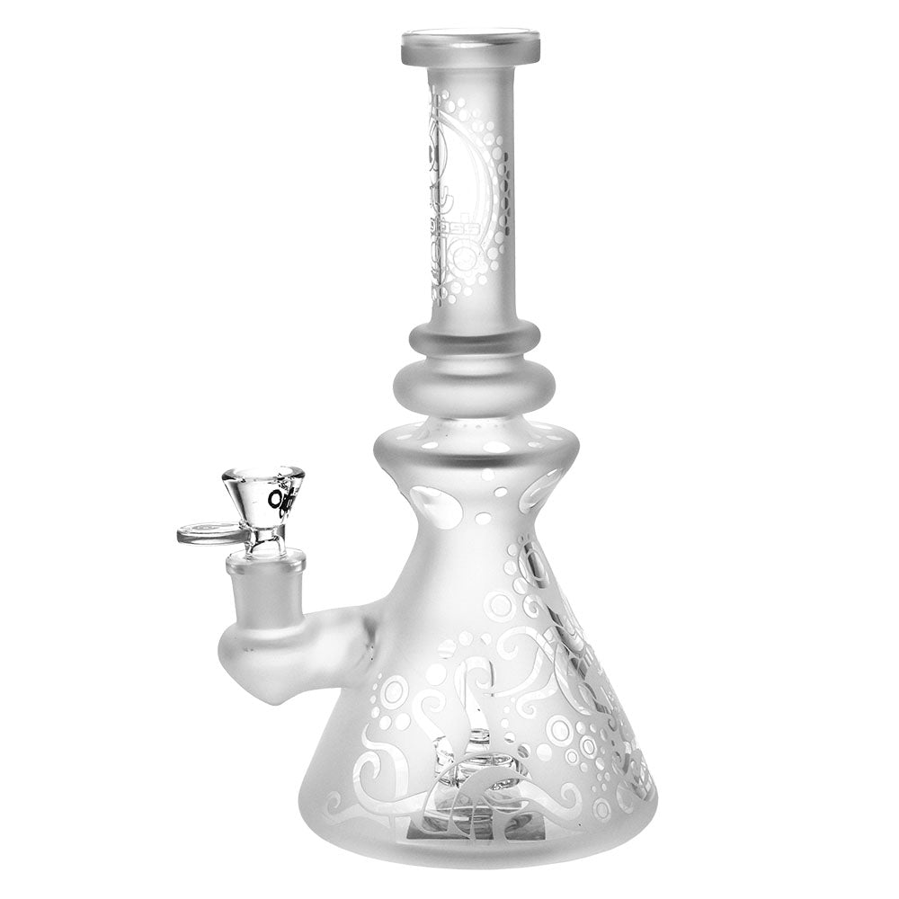 BIIGO Tentacles Sandblast Beaker Water Pipe, 9.5" tall, 14mm female joint, intricate design, front view