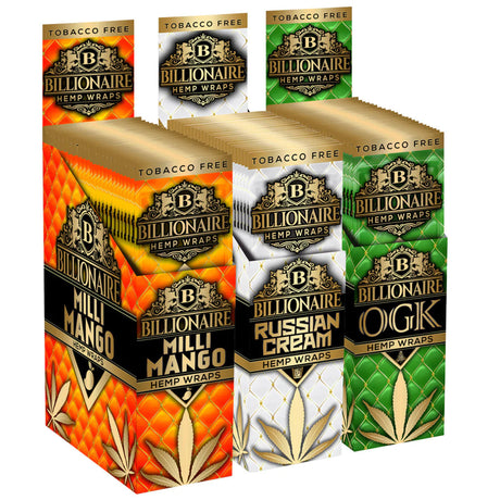 Billionaire Hemp Wraps 25 Pack in various flavors front view on white background