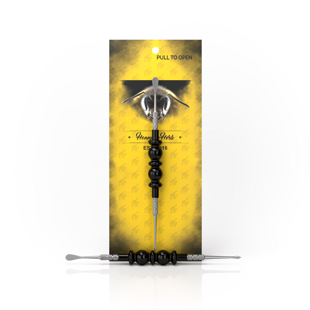 Honeybee Herb BLISS DAB TOOL on yellow branded packaging, front view with dual-ended design