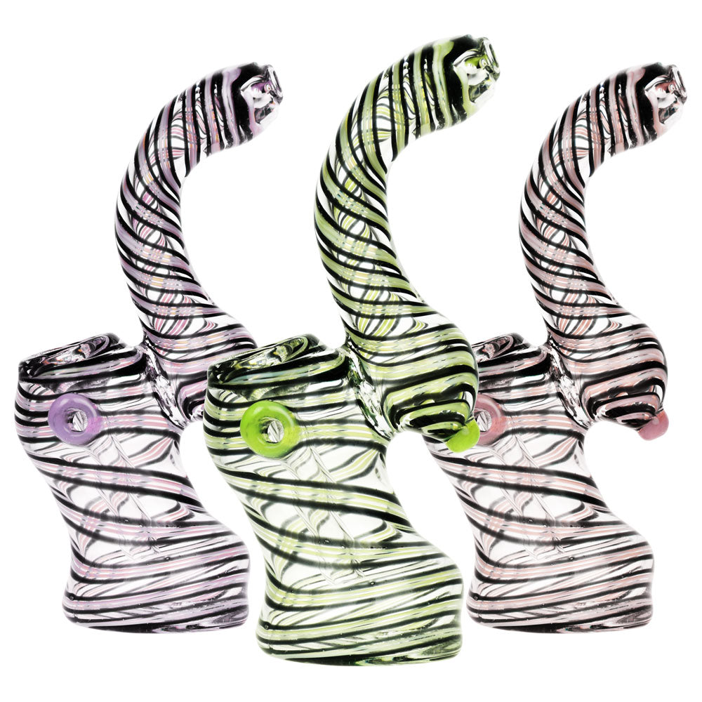 Black Swirl Bubblers with Borosilicate Glass for Dry Herbs, 6" Height, Front View