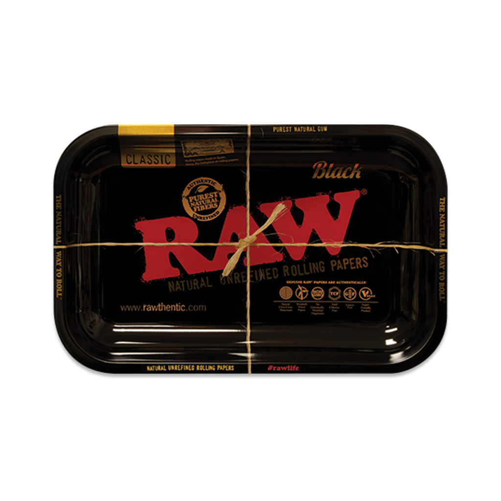 RAW Black Essential Small Rolling Tray - Top View for Organized Rolling Setup