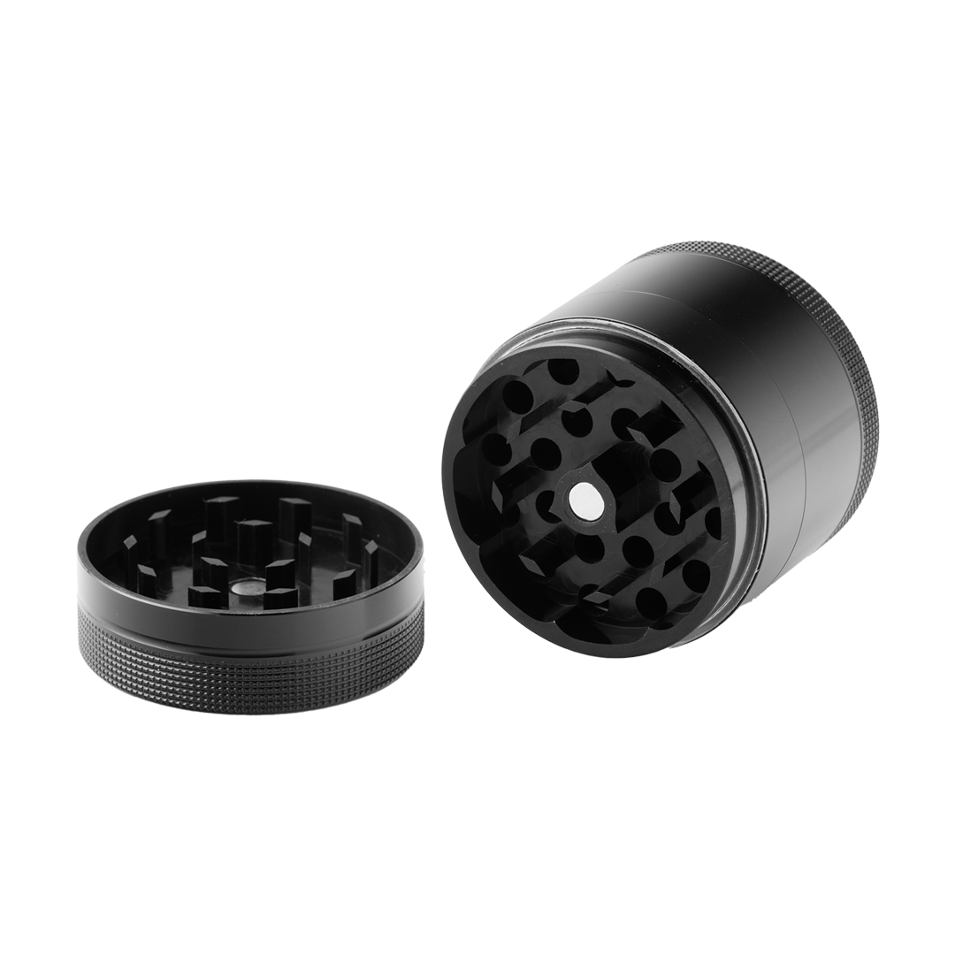BigFun! Compact 2" Aluminum Grinder with Diamond Teeth & Pollen Sift, Open View
