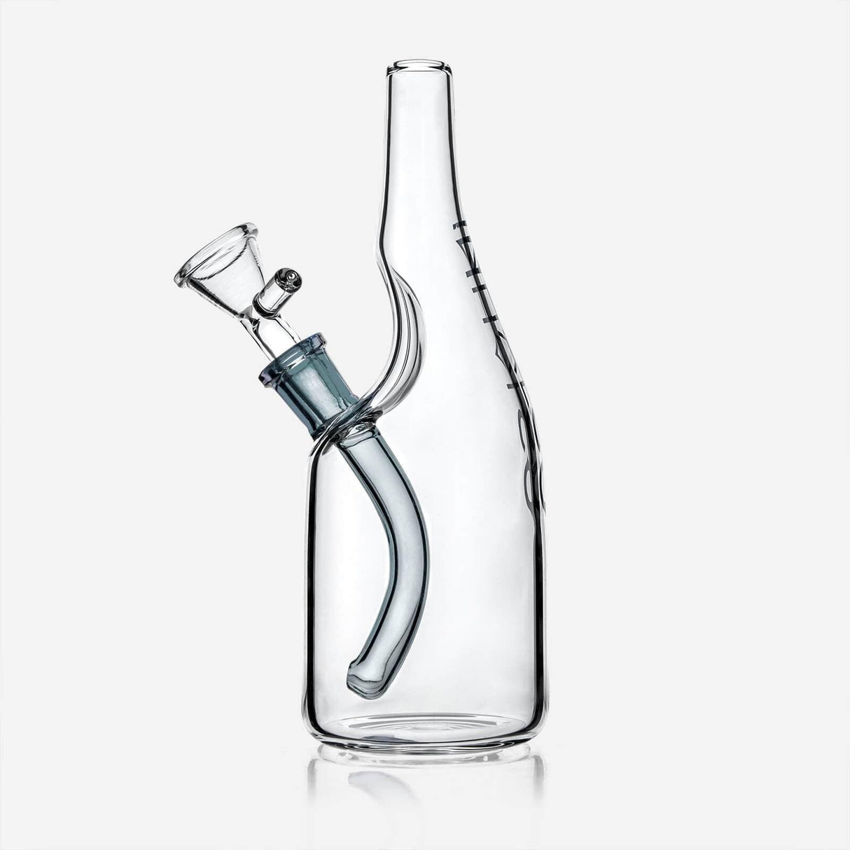 PILOTDIARY Sake Bottle Glass Water Bong in Black with Transparent Design - Front View