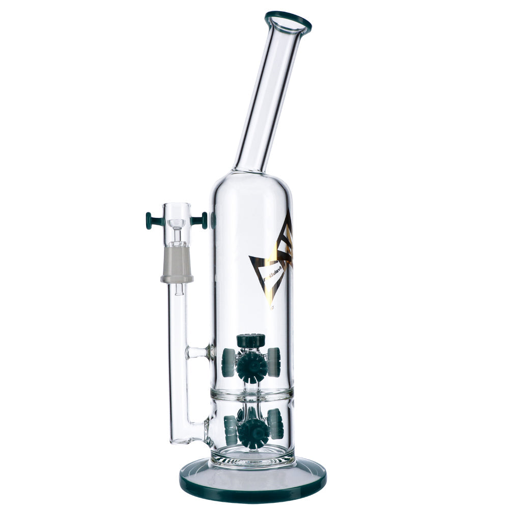 EVOLUTION Blaze 14.5" Glass Dab Rig with Double Quad Percs and Straight Design, Front View