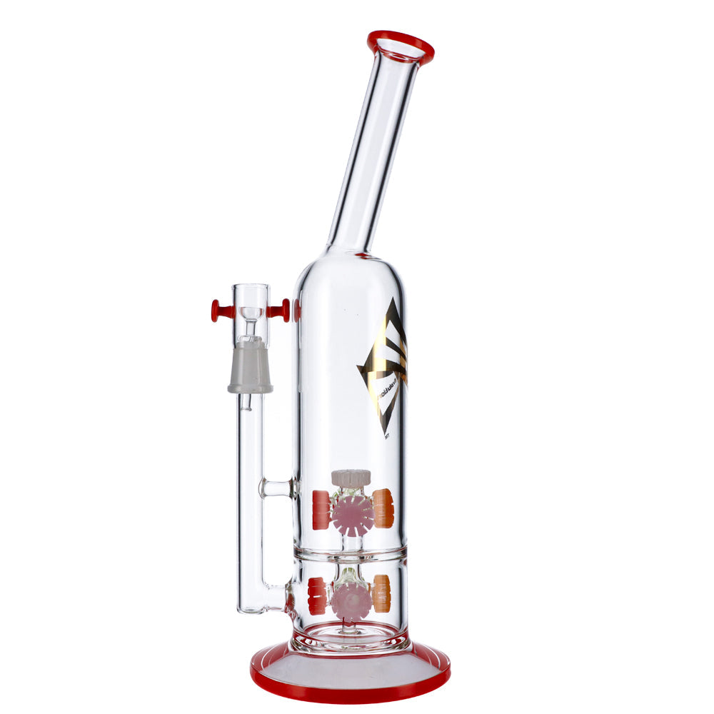 EVOLUTION 14.5" Blaze Perc Dab Rig with Double Quad Percs and Straight Design, Front View