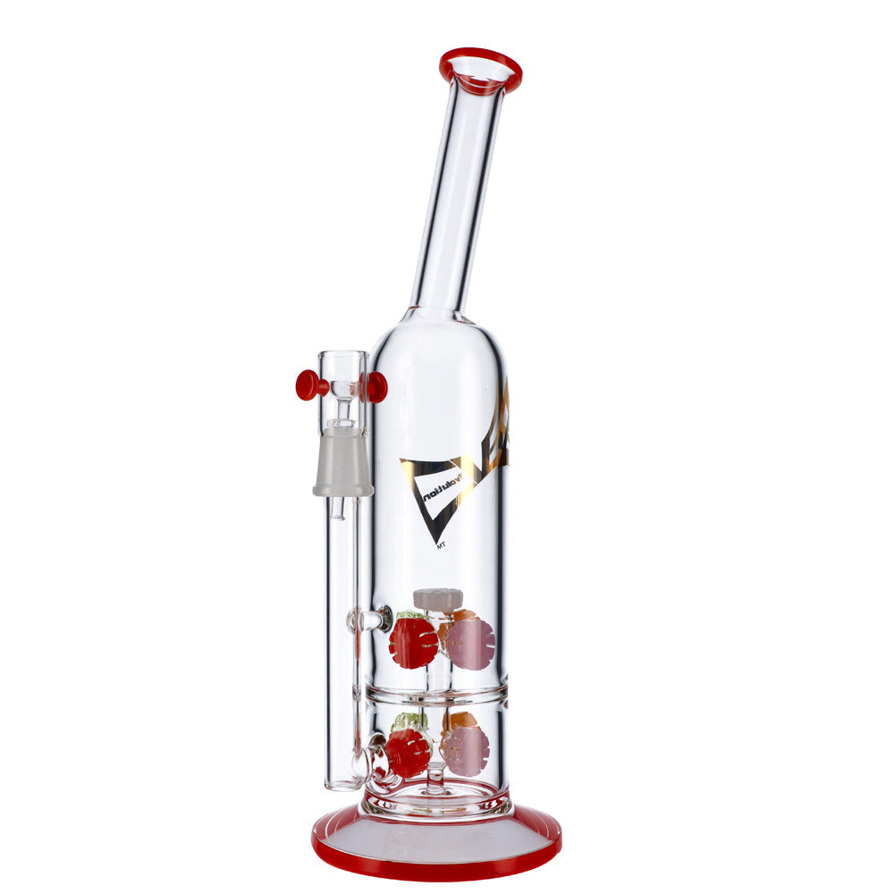 EVOLUTION Blaze 14.5" Glass Dab Rig with Double Quad Percs, Straight Design, Front View