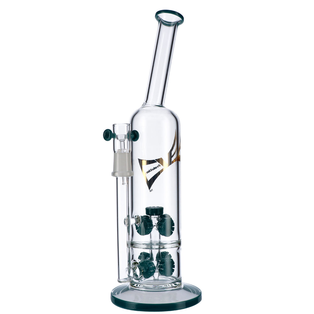 EVOLUTION Blaze Perc Dab Rig with Straight Design and Percolator, Front View, 14.5" Height