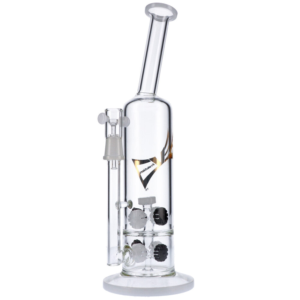 EVOLUTION 14.5" Blaze Perc Dab Rig with Double Quad Percs, Front View on Seamless White