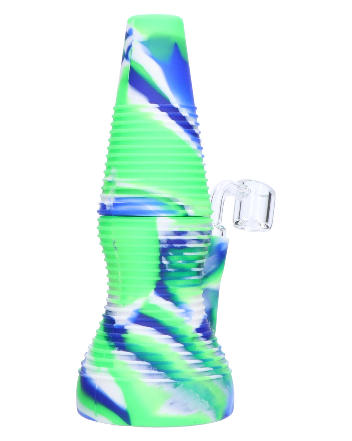 Blue Dreamer Silicone Dab Rig with Quartz Banger by Valiant Distribution, Portable 8" Height