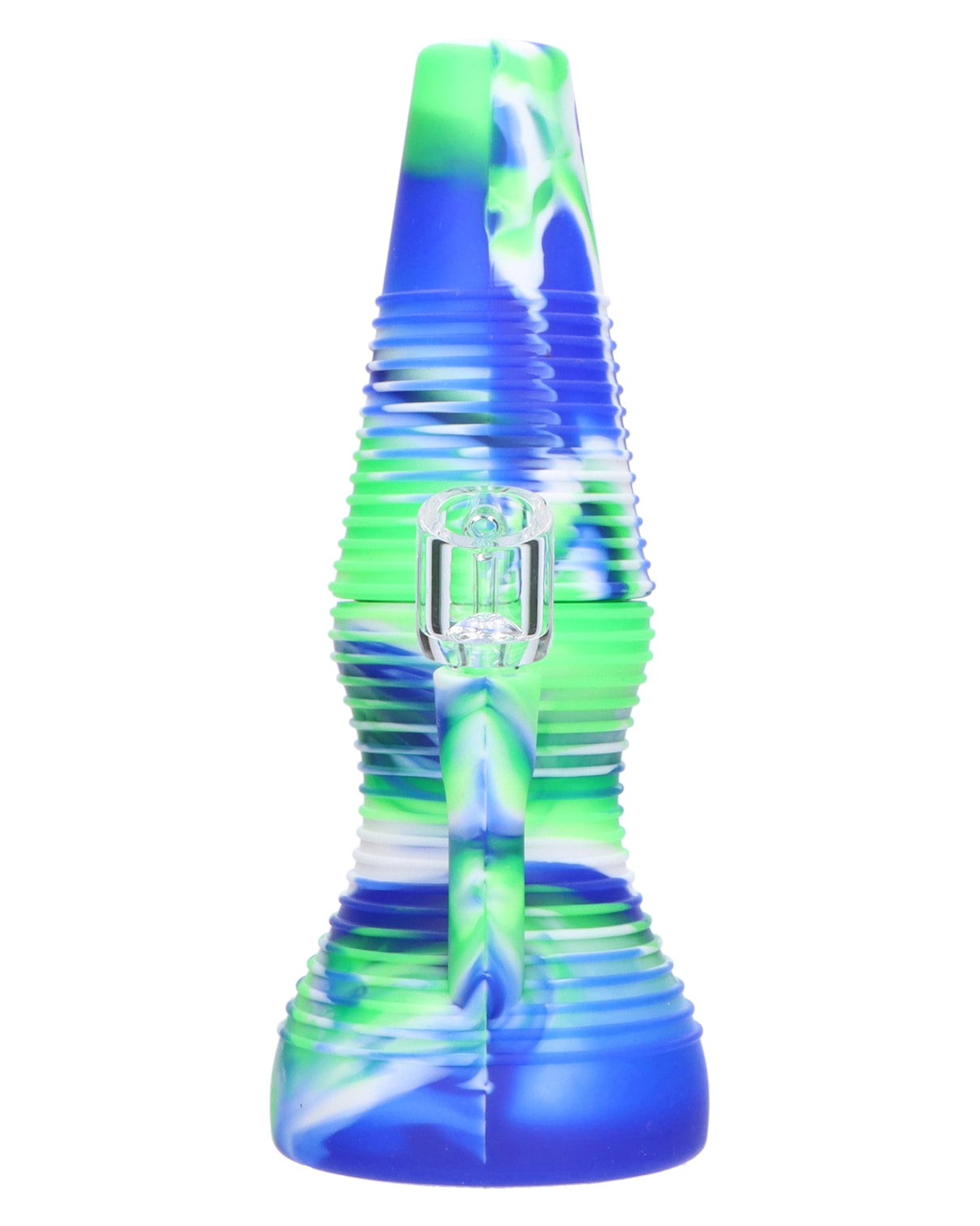 Blue Dreamer Silicone Dab Rig with Quartz Banger, Compact 8" Height, Front View