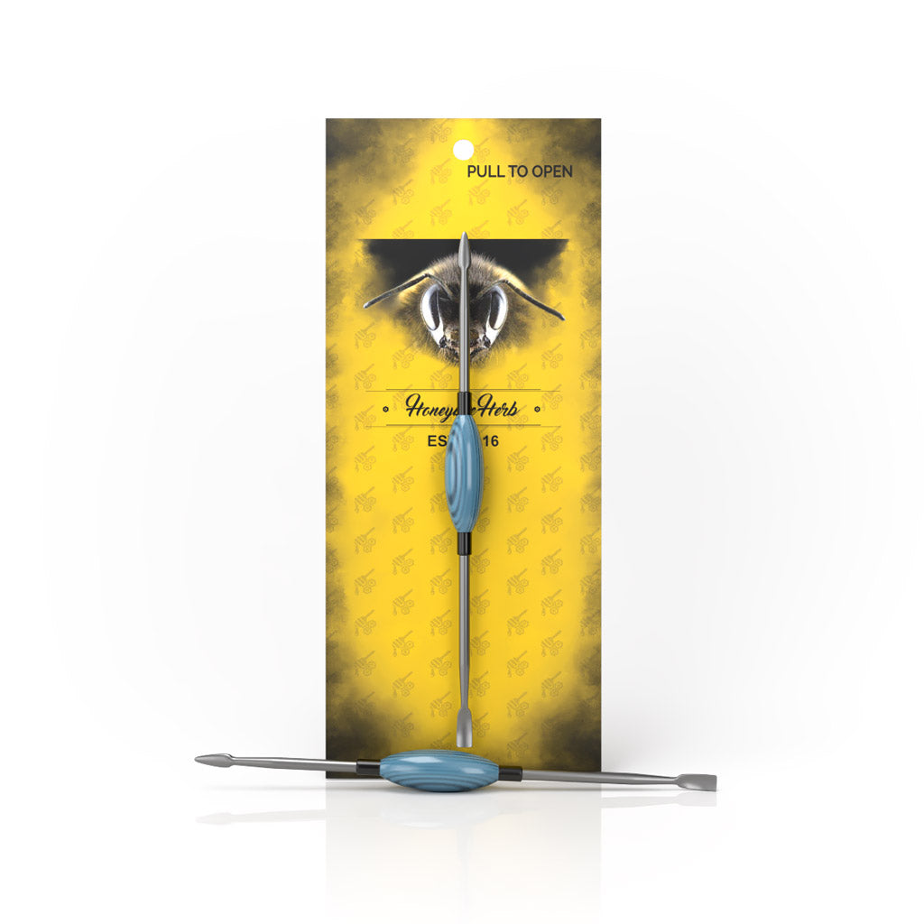 Honeybee Herb OVAL DAB TOOL in Blue - Front View on Branded Packaging
