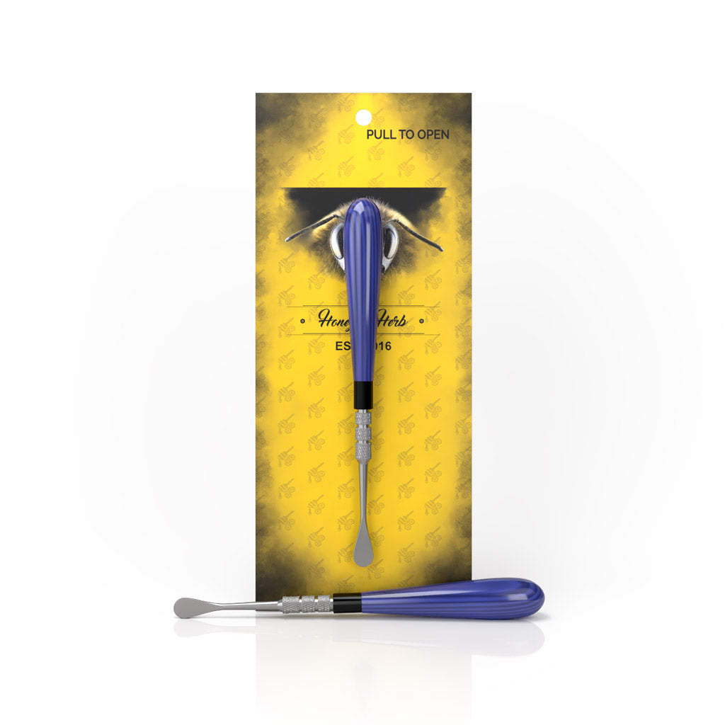 Honeybee Herb Classic Dab Tool in Blue - Front View with Packaging