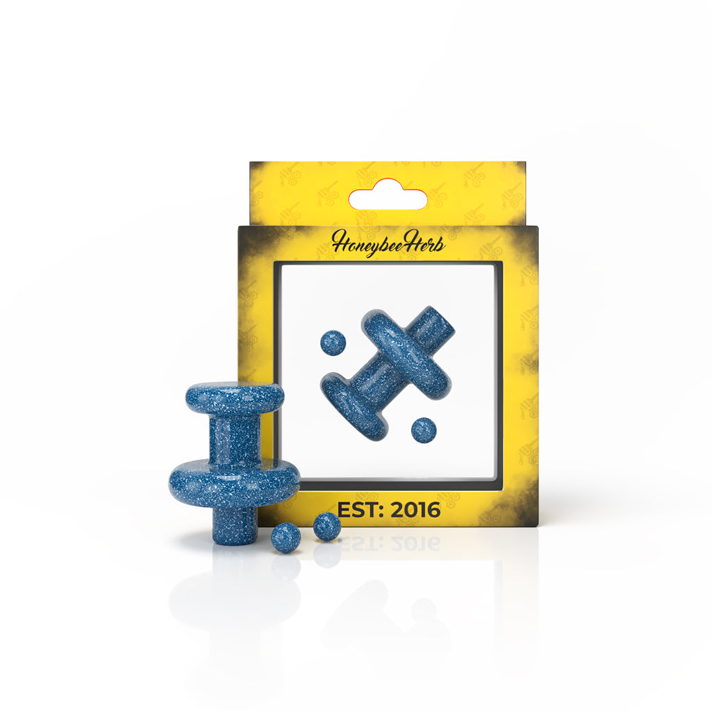 Honeybee Herb NEON CONTROL TOWER SET in Blue - Front View on Seamless White Background
