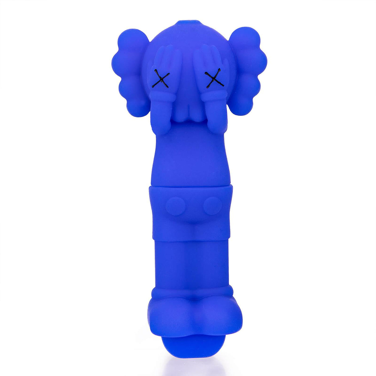 PILOT DIARY Kaws-Inspired Silicone Hand Pipe in Blue - Front View - Compact and Travel-Friendly